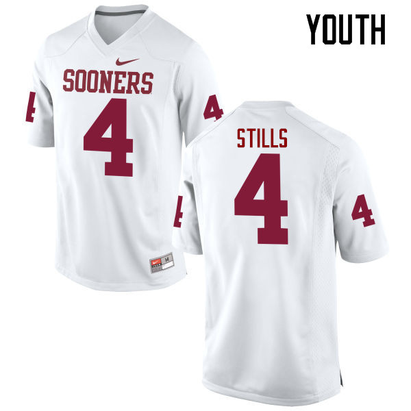 Youth Oklahoma Sooners #4 Kenny Stills College Football Jerseys Game-White